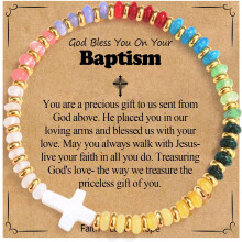 Gifts for Baptism First Communion Easter- Cross Bracelet Christening Decorations Jewelry Gift for Goddaughter Daughter Granddaughter
