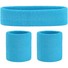 Sweatband Set Sports Headband Wristband Set Sweatbands Terry Cloth Wristband Wrist Sweatband Headbands Moisture Wicking Sweat Absorbing Head Band