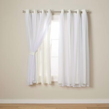 Talia Double Layer Indoor Curtains, Sheer and Room Darkening Blackout, Grommet Top, Energy Efficient, 2-Pack Set, 52"x63", Vanilla