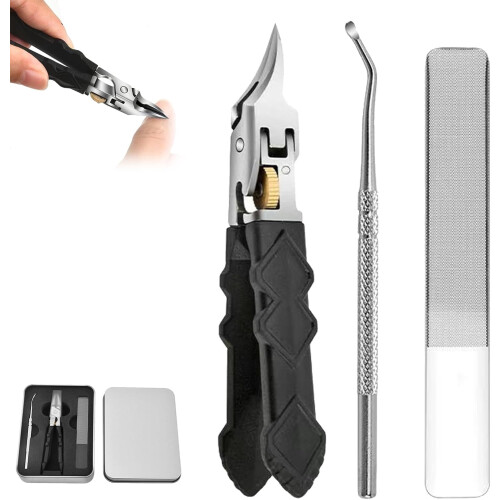 Μαύρο αντιολισθητικό ψαλίδι νυχιών με Gear Lock, εξαιρετικά συμβατό με αιχμηρές