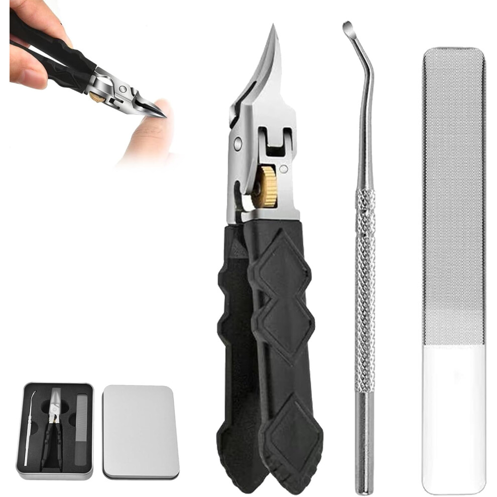 Black Anti-Slip Grip Gear Lock Nail Clipper, Ultra-compatible with Sharp Tips for Precise Nail Groove Access & Ingrown Toenails (1pc)