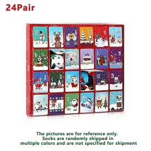 Calendrier de l'Avent Chaussettes de Noël 2025 pour enfants - 24 jours de l'Avent, chaussettes avec motif Père Noël, renne, bonhomme de neige et