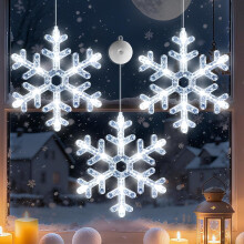 Luci natalizie per finestre a LED bianche a forma di fiocchi di neve, confezione da 3