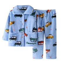 Little Big Boys-pysjamassett Myke guttepysjamassett for barn Høst-vinter Varmt nattøy Langermede topper Bukser Loungewear-sett Tegneserie-loungewear