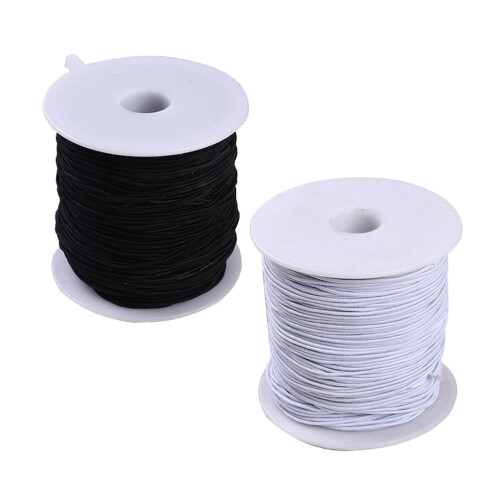 2PCS Flat Elastic Bands for DIY Craft Clothes (Black/White)