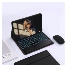 Husă subțire cu tastatură iluminată în 7 culori, compatibilă cu Samsung Galaxy Tab A9Plus11", detașabilă, cu touchpad inteligent și suport