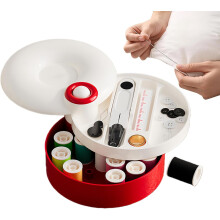 Kit de costura cilíndrico de viaje con estuche magnético giratorio, carretes de hilo y agujas – Compatible con viajes de negocios, aventuras al