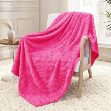 Extra Large Fleece Throw Blanket, Super Soft & Warm Waffle Texture, Cozy Fuzzy Lightweight Blanket for Couch, Sofa, Bed (Hot Pink, 50x70")