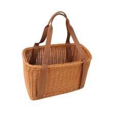 Panier en rotin imitation, panier Ă pain, sac de rangement, panier gigogne, bac Ă fruits, organisateur pour pique-nique, marron, taille L