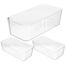 Lot de 3 bacs de rangement transparents en acrylique avec séparateurs pour usage domestique