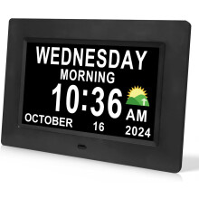 7-inch Digital Clock for Seniors with Date, Day & 12 Alarms