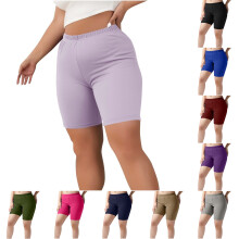Shorts de verão plus size para mulheres, leggings femininas de cintura alta em três partes, shorts esportivos, calças modeladoras em três partes.