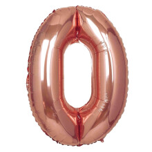 Ballon BalsaCircle 40" or rose chiffre 0 en mylar uni pour mariage, anniversaire ou fĂŞte
