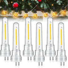6 ks S14LED žárovek 1,5 W 2700 K 120 V vodotěsné, 2kolíkové náhradní díly pro venkovní řetězové světelné řetězy – teplá bílá