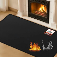 Fire Resistant Fireplace Mat 39x25", Black Hearth Rug for Wood Stove, Indoor/Outdoor, Compatible with Fireplaces