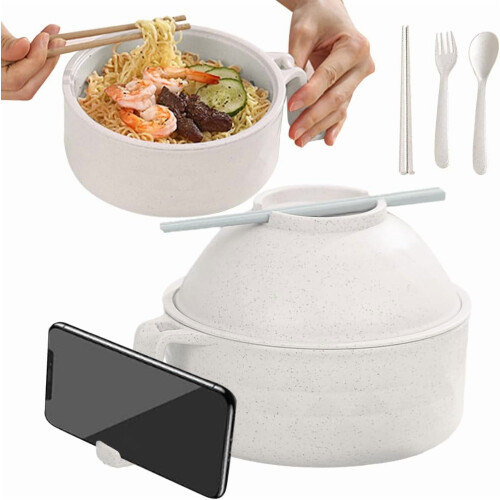 Microwave Ramen Bowl Set with Utensils – 800 ml