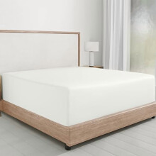 Drap-housse King en coton uniquement, à poches profondes - Doux, 100 % coton, élastique anti-décroissance, tissage satiné résistant - Ivoire