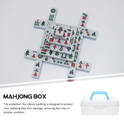 Διαφανές πλαστικό κουτί αποθήκευσης Mahjong με μεγάλη χωρητικότητα για πλακάκια και 2
