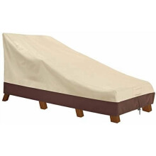 Housse imperméable pour chaise longue de patio, housse de chaise longue d'extérieur robuste en tissu 600D, résistante aux UV, grande taille, beige