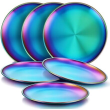 Set di 6 piatti per bambini in acciaio inossidabile da 20 cm