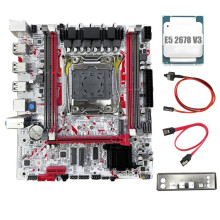 Carte Mère X99 + Processeur E5 2678 V3 X99G757 Gaming, Socket LGA 2011-3, Puce HM55 DDR3, Compatible Jusqu'à 64 Go de Mémoire