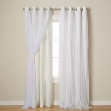 Talia Double Layer Indoor Curtains, Sheer and Room Darkening Blackout, Grommet Top, Energy Efficient, 2-Pack Set, 52"x120", Vanilla