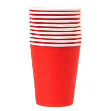 Paquete de 10 vasos de papel desechables rojos de 266 ml (9 oz), gruesos y ecológicos, ideales para fiestas, manualidades y para niños. Disponibles
