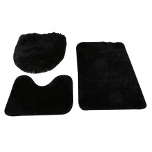 3-delers solid baderomsmattesett (teppe + konturmatte + toaletttrekk), supermyk mikrofiber, vannabsorberende og sklisikker, maskinvaskbar