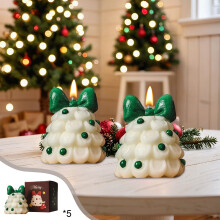 Bougies sapin de Noël parfum hivernal (5 pièces)