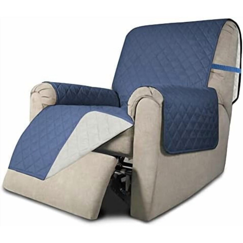 Reversible Water-Resistant Sofa Cover – Dark Blue & Ivory