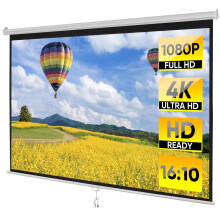 100 inch 16:10 draagbaar projectiescherm 1080p HD 4K anti-kreuk filmscherm met automatische vergrendeling voor thuis, kantoor, videogames, wit