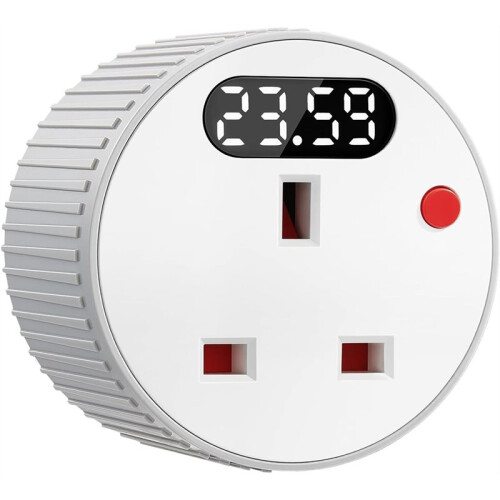 Countdown Timer Plug Socket, Digital Plug with LED Display, 1 Min-24H Adjustable Countdown  UK Plug
