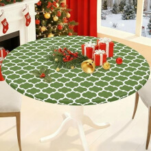 Round Elastic Tablecloth 45-56 in Flannel-Backed Vinyl