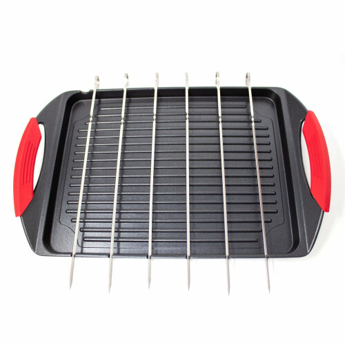 High-quality Cast Aluminium Griddle with 6 Skewers 1
