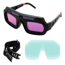 Auto Darkening Welding Goggles, Solar Powered True Color Anti‑Glare Safety Glasses for TIG MIG MMA Plasma Welders