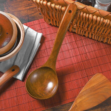 1Set Soup Ladle Deep Soup Ladle Bamboo Material for Cooking and Serving Food 3.5 x 11 Inch