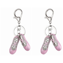 Chaveiro de sapatilha de balé em liga metálica com strass (2 peças)