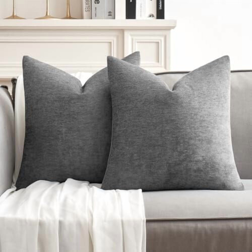 Chenille örngott mörkgrå 45x45 cm 2-pack