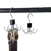 Lot de 2 cintres rotatifs pour ceintures et cravates – Gain de place, organisateur multi-crochets pour tringles de penderie, compatible avec