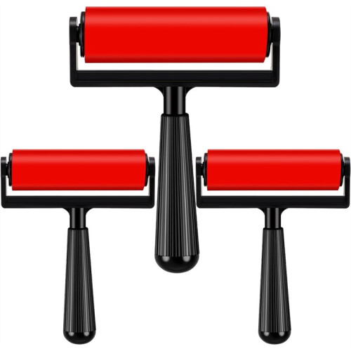 3 Pack Rubber Brayer for Gel Printing 4 Inch Rubber Brayer Roller for Printmaking