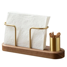 Wooden Tissue Paper Holder Metal Toothpick Holder Napkin Holder Tableware Tissue Box Storage Desktop Organizer Tableware