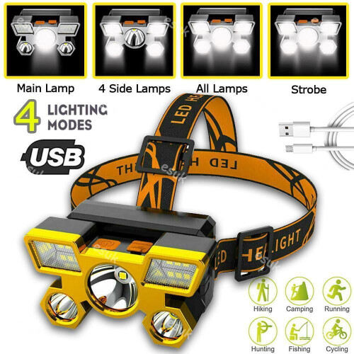 XHY LED Headlamp USB Rechargeable, Super Bright, Adjustable