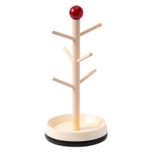 Epeiushome Rotatable Nordic Solid Wood Cup Holder Tea Cup Water Cup Hanger Household Storage Rack Key Rack C