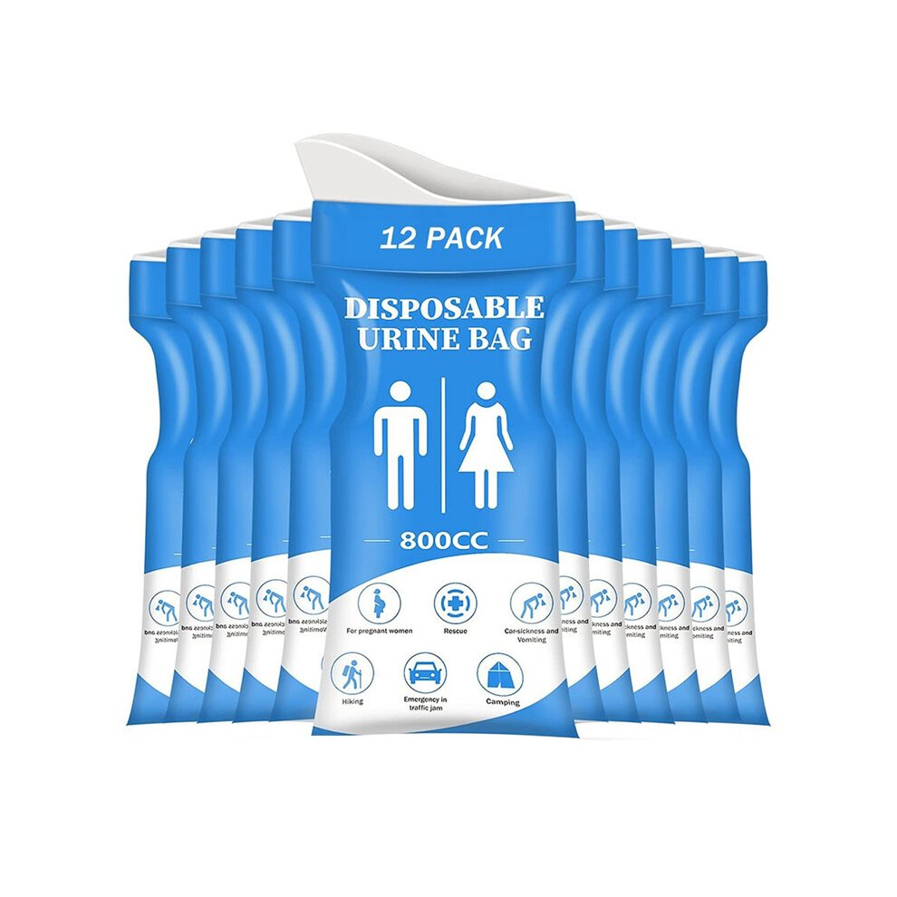 Disposable Urine Bag, 12 PCS Pee Bags for Travel for Women/Men, 800ML Emergency Portable Urinal Bag and Vomit Bags