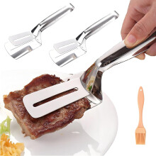 Pinza da cucina in acciaio inox da 30 cm con manico estensibile antiscottatura - Pinza multifunzionale per bistecche, barbecue, pancake e pizza
