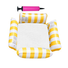 Hamaca acuática, tumbona flotante, cojín con bomba de aire, 123 cm x 120 cm, resistente, tumbona flotante inflable para fiestas, playa, color