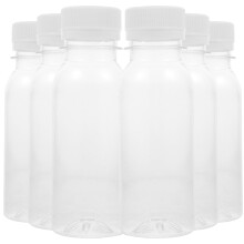 12 botellas de plástico para zumo de 100 ml con tapa, reutilizables.