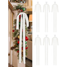 Conjunto de 6 Laços de Veludo Pré-Atados para Guirlanda de Natal, com Arame, Cor Vermelha, para Decoração de Árvore de Natal, Porta de Casa e