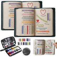 Embroidery Stitch Book Kit with 108 Patterns & 86 Tools