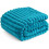 Teal Striped Flannel Fleece Blanket 60 x 80 Inches 1